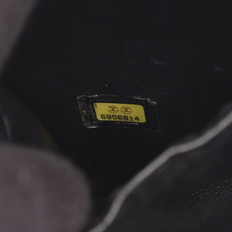 香奈兒 COCO Mark 化妝包 A01998 皮革 粒面小牛皮 黑色 二手 金色五金-4