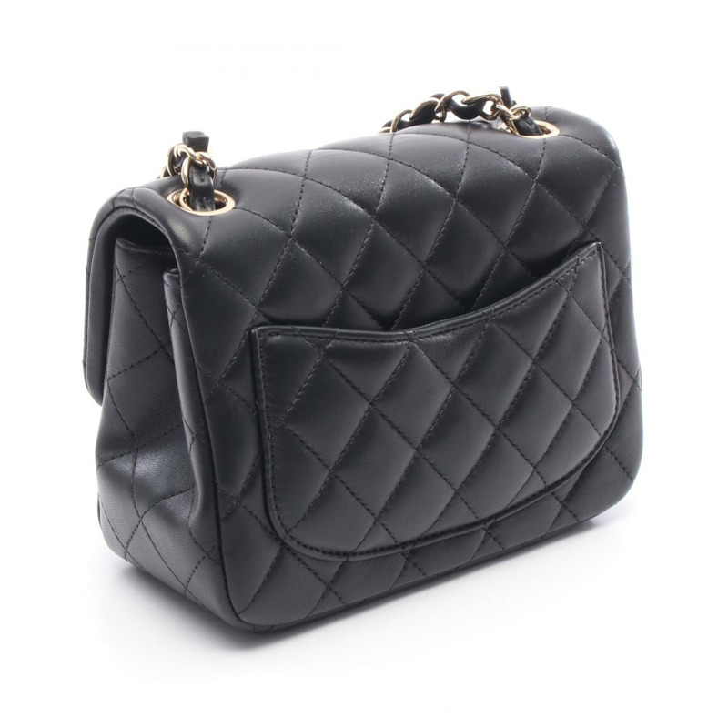 香奈兒迷你絎縫鏈條斜背包 A35200 羊皮金色五金黑色-1