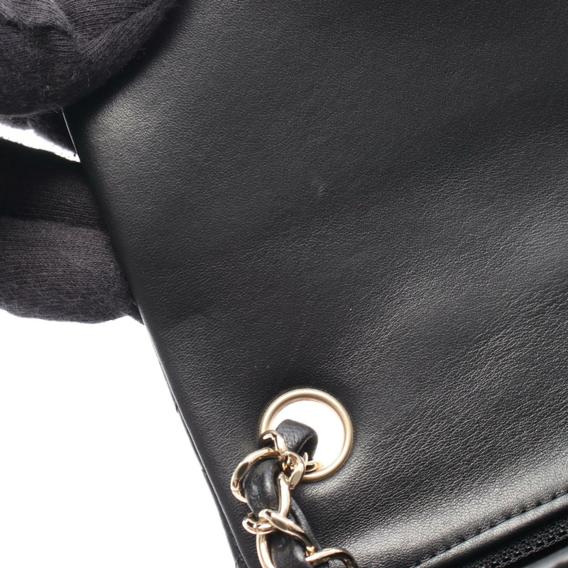 香奈兒迷你絎縫鏈條斜背包 A35200 羊皮金色五金黑色-7