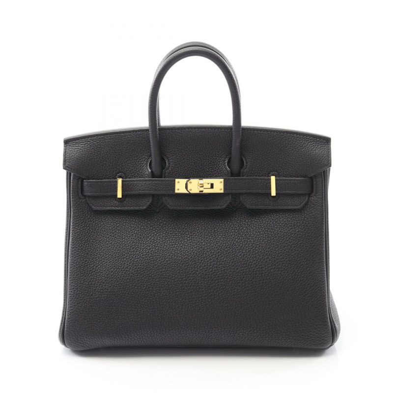 愛馬仕 Birkin 25 手提包 Z Togo 皮革 黑色 二手 金色五金 女士-0