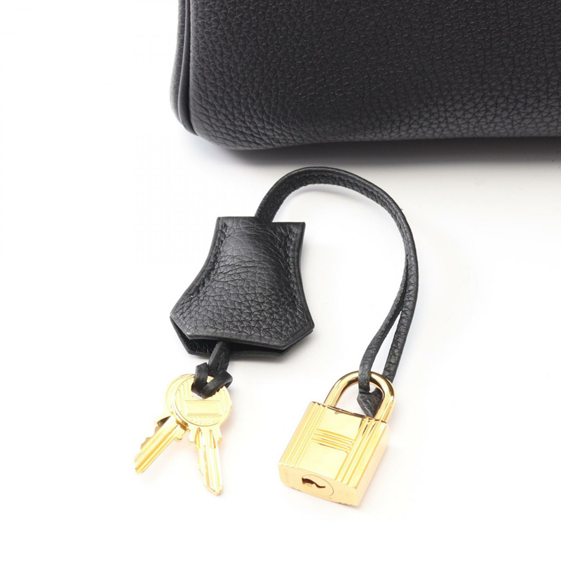 愛馬仕 Birkin 25 手提包 Z Togo 皮革 黑色 二手 金色五金 女士-5