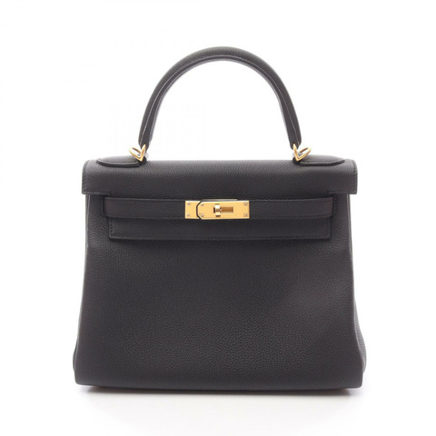 愛馬仕 Kelly 28 手提包，Togo 皮革，黑色，二手女款