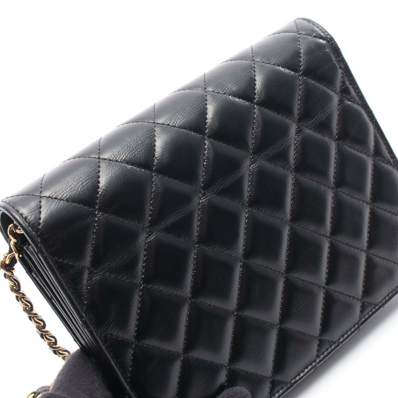 香奈兒 (CHANEL) 絎縫鏈條肩背手拿包 AP3928 黑色皮革 GHW 女士 CC-5