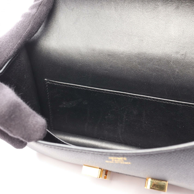 愛馬仕 Constance Elan 肩背包,Epsom 皮革,黑色,二手,金色五金,斜背包-5