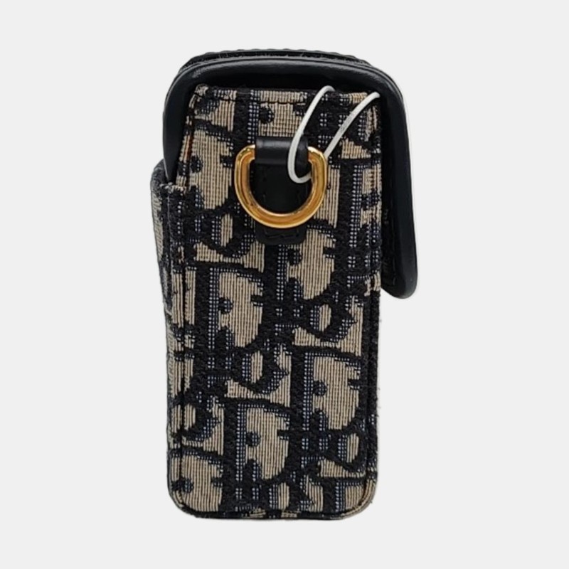 DIOR 30 Montaigne 藍色帆布老花蒙田包斜挎包單肩包 金色五金 可拆卸肩帶-3