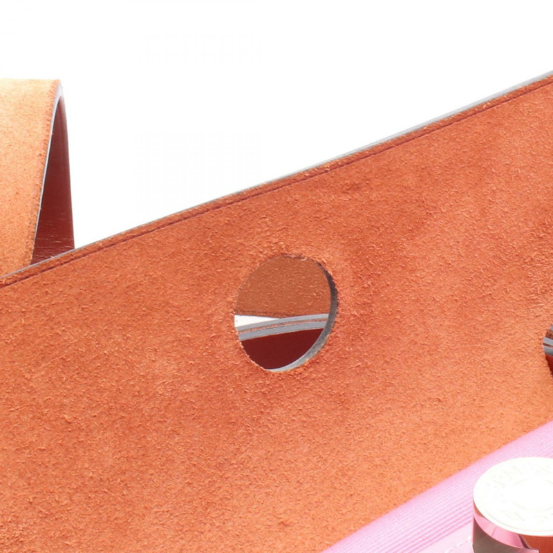 愛馬仕 Herbag Zip PM 單肩手提包,D Toile 皮革,棕色/粉紅色,帶鉚釘-4