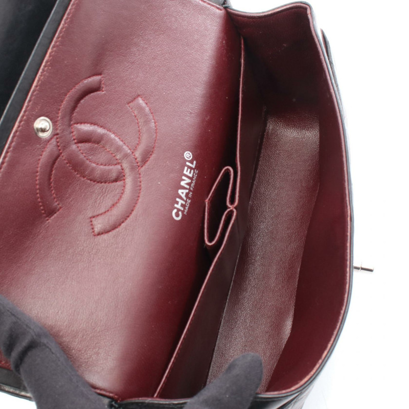 香奈兒 (CHANEL) Matelasse 雙蓋鏈條肩背包 A01113 黑色皮革 SHW 二手-2