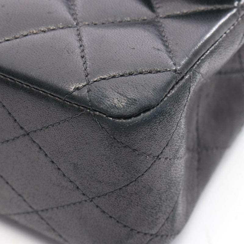 香奈兒 (CHANEL) Matelasse 雙蓋鏈條肩背包 A01113 黑色皮革 SHW 二手-7