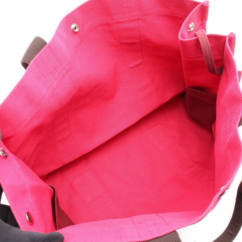 愛馬仕 Sac de Plage GM 手提包,帆布材質,粉紅色/棕色,二手,女士款,帶五金配件-2