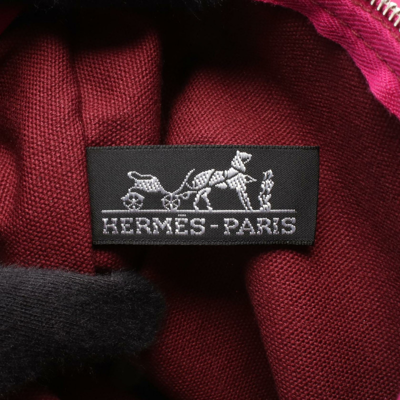 愛馬仕 Sac de Plage GM 手提包,帆布材質,粉紅色/棕色,二手,女士款,帶五金配件-3