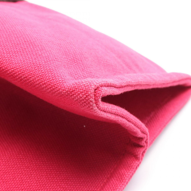 愛馬仕 Sac de Plage GM 手提包,帆布材質,粉紅色/棕色,二手,女士款,帶五金配件-4