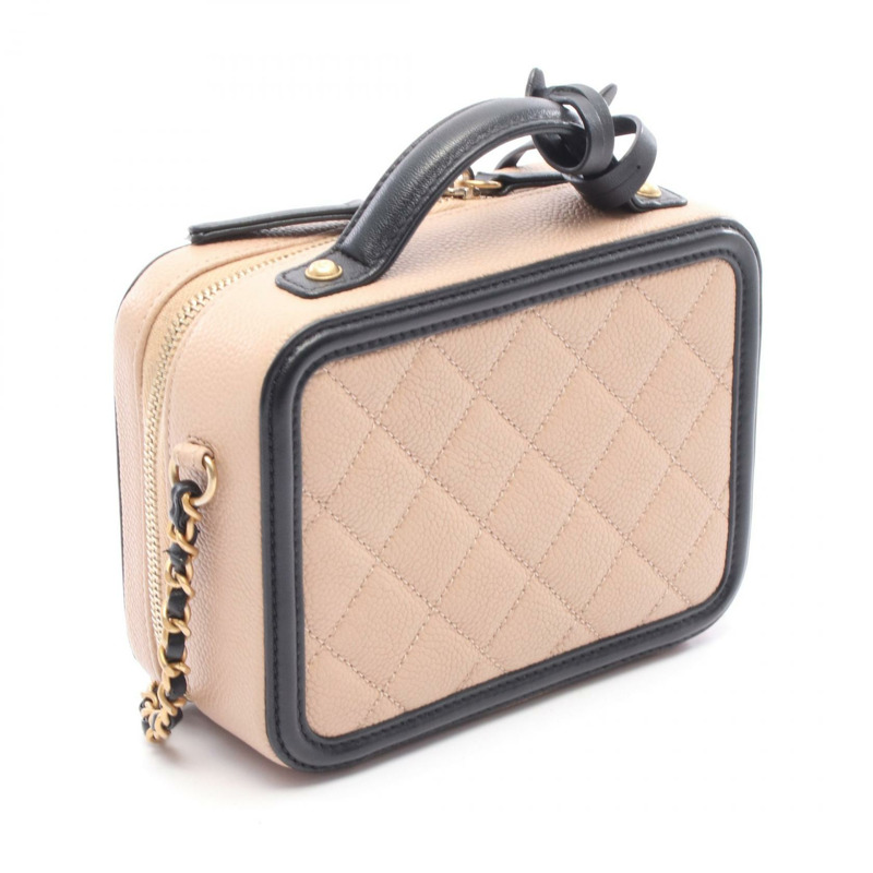 CHANEL CC 金銀絲細工化妝包 單肩包 手袋 A93343 皮革 粉紅色 GHW 二手-1