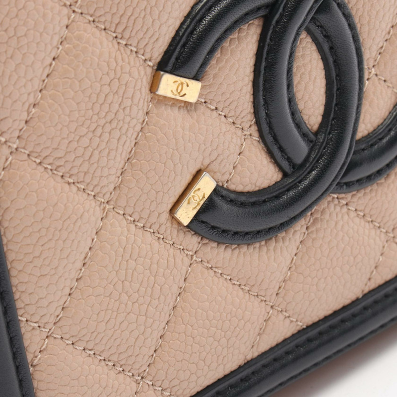 CHANEL CC 金銀絲細工化妝包 單肩包 手袋 A93343 皮革 粉紅色 GHW 二手-5