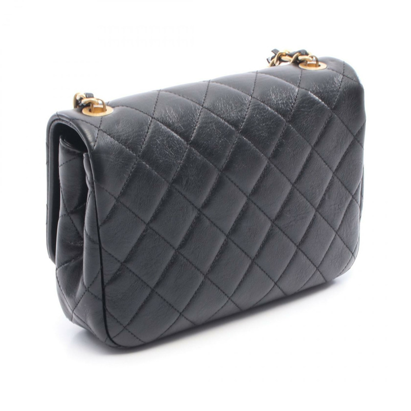 香奈兒 (CHANEL) 絎縫鏈條單背包 AS3001 羊皮黑色金色五金二手女士 CC-1