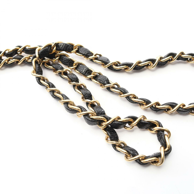 香奈兒迷你絎縫鏈條肩背包，小牛皮材質，黑色，二手，金色五金-7