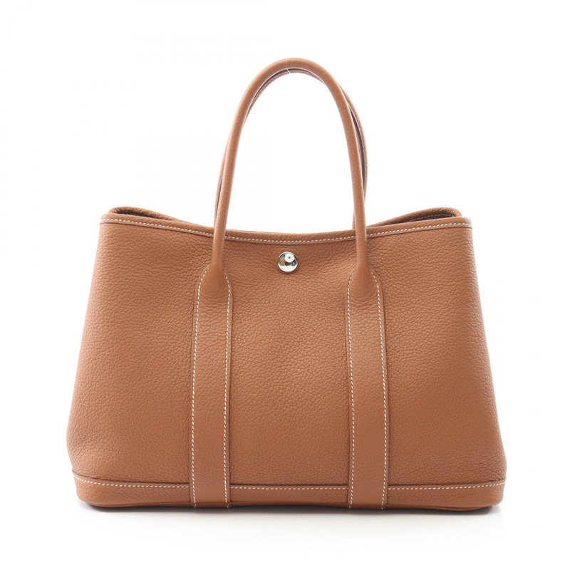 愛馬仕花園派對TPM手提包,Z Negonda皮革,金色棕色,二手-0