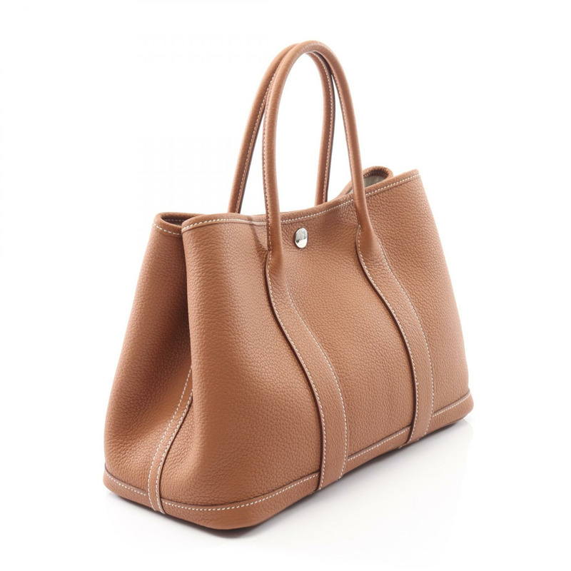 愛馬仕花園派對TPM手提包,Z Negonda皮革,金色棕色,二手-1