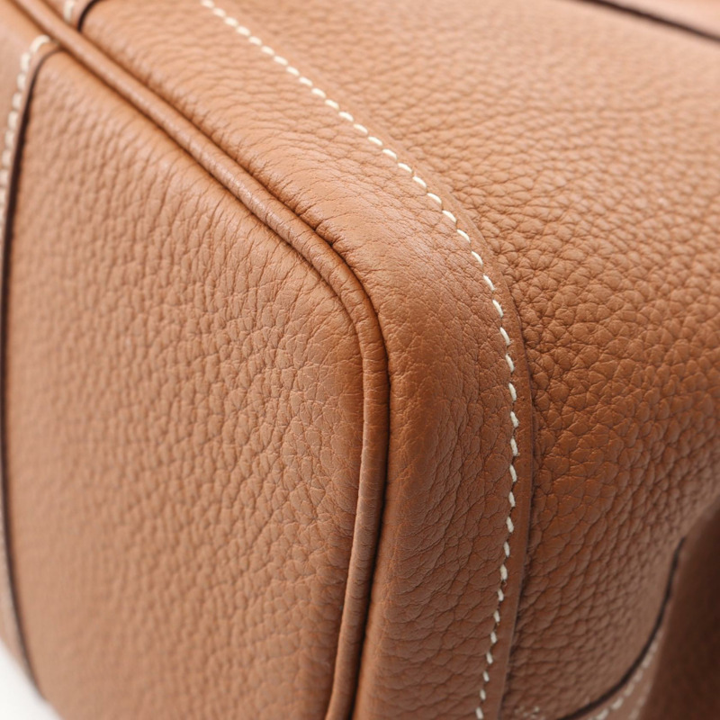 愛馬仕花園派對TPM手提包,Z Negonda皮革,金色棕色,二手-9