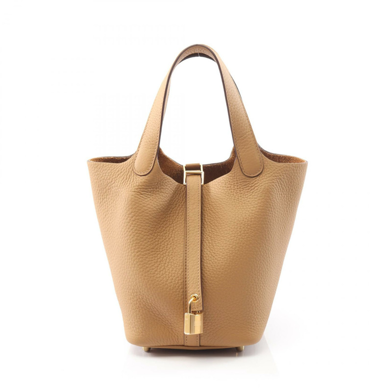 愛馬仕 Picotin Lock PM 水桶包,配 Taurillon Clemence 皮革,餅乾色,金色五金配件-0