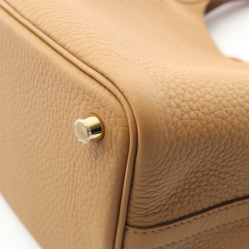 愛馬仕 Picotin Lock PM 水桶包,配 Taurillon Clemence 皮革,餅乾色,金色五金配件-6