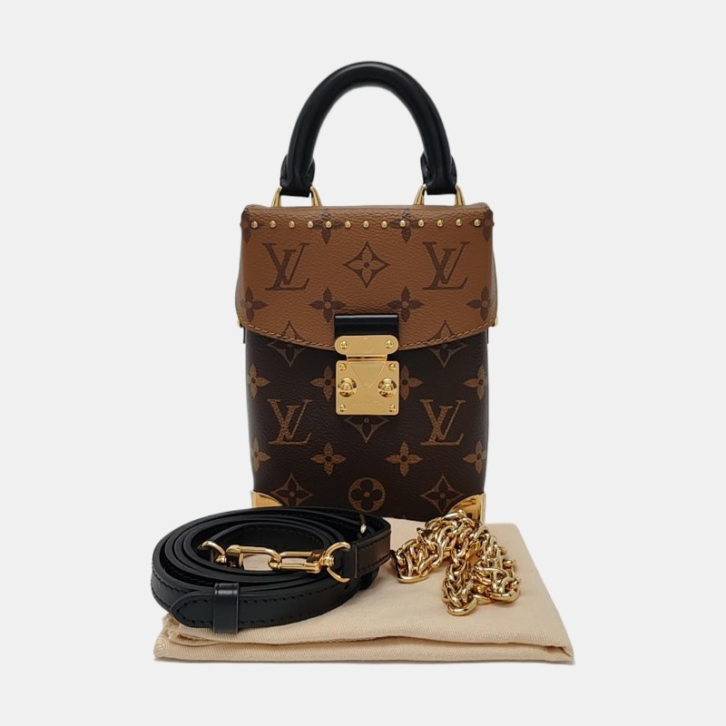 LOUIS VUITTON CAMERA BOX 棕色塗層帆布老花單肩包手提 金色五金 2條可拆卸肩帶 9.9新-7