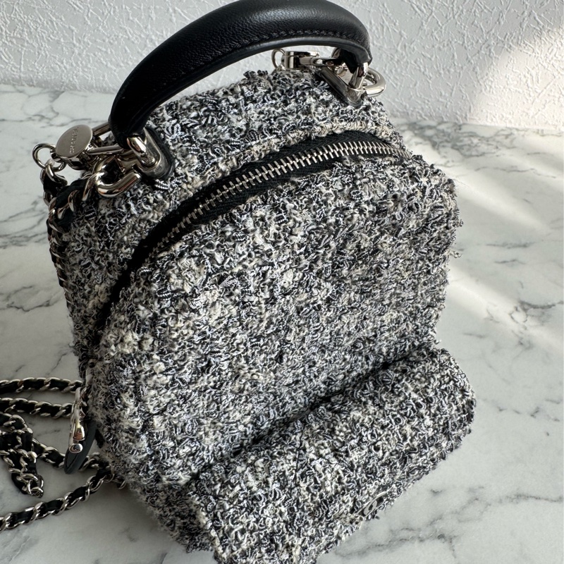 Chanel 毛呢銀鏈後背包-2