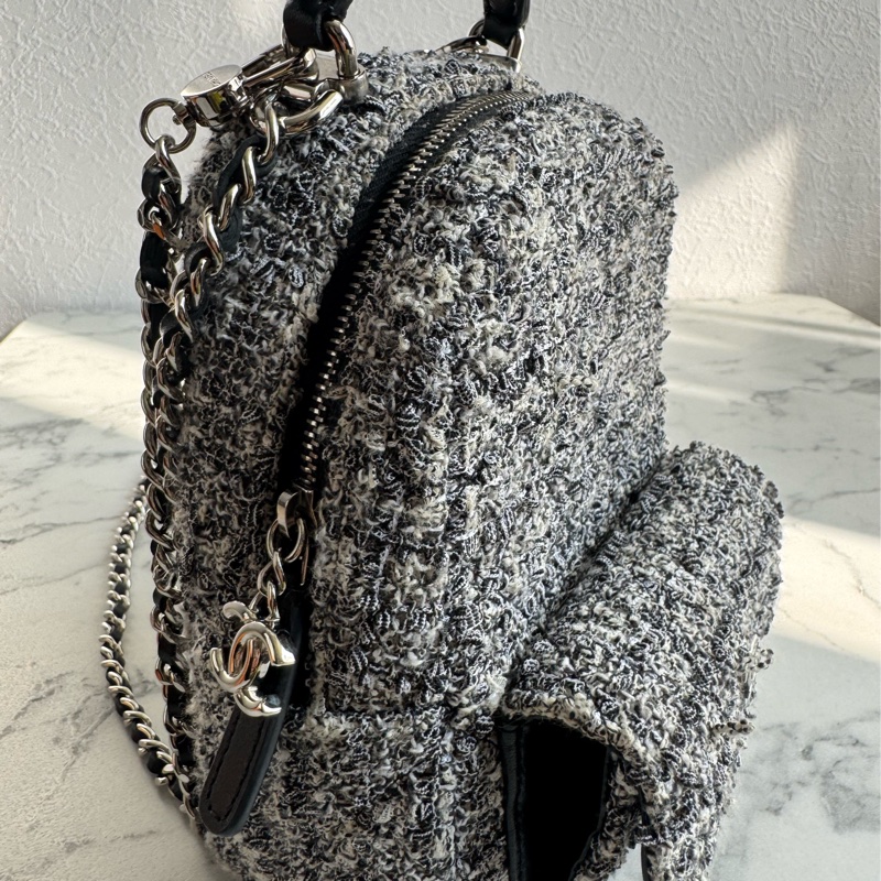 Chanel 毛呢銀鏈後背包-3