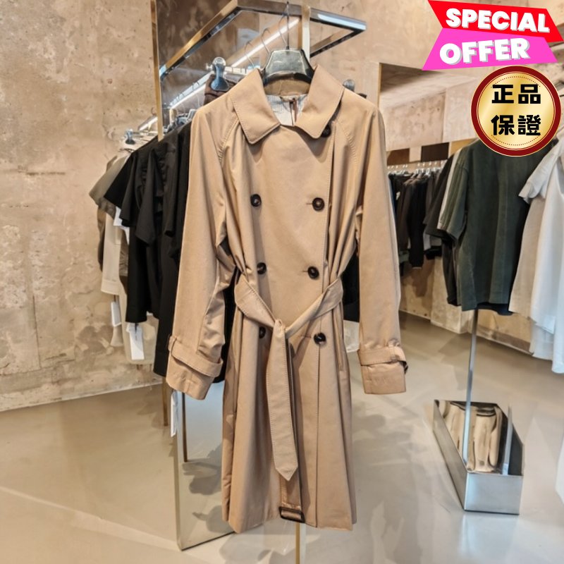 🎉新品好折扣✨Max Mara The Cube Trench Midi 雙排扣防潑水中長風衣 駝色 DE34/36/38/40-0