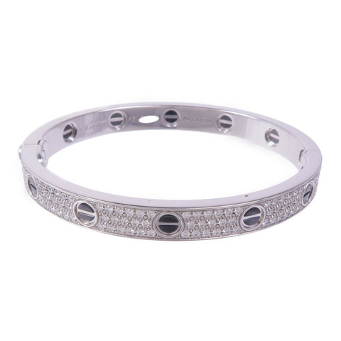 CARTIER 18K白金/陶瓷Love Bangle鑽石手鐲Cartier#17