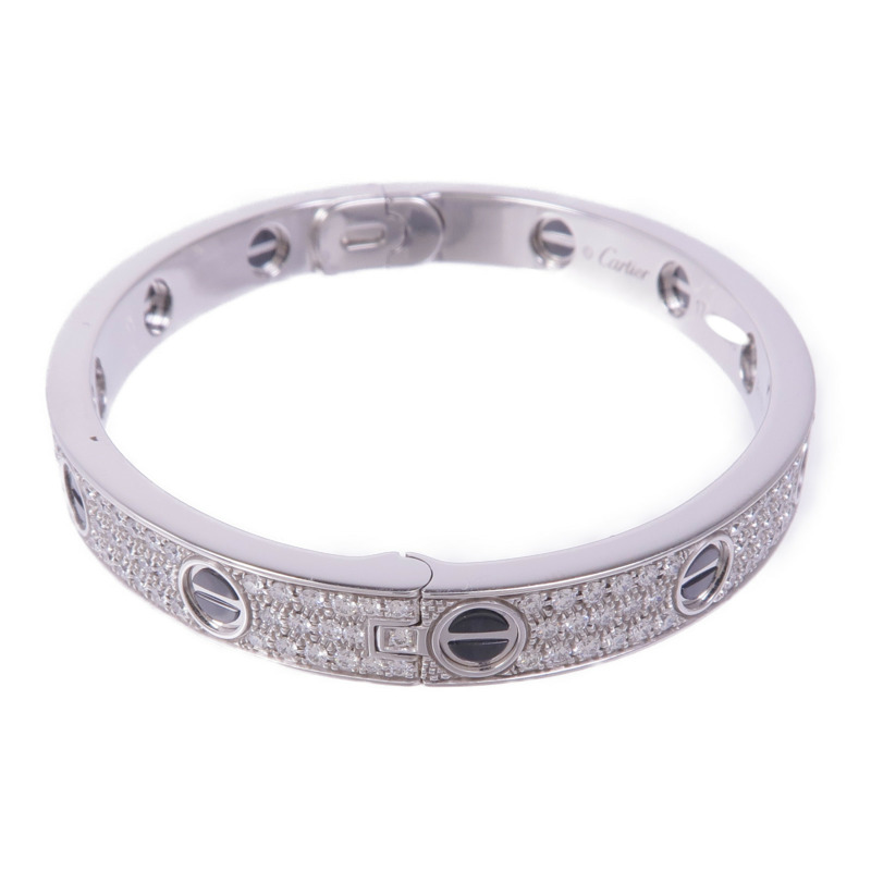 CARTIER 18K白金/陶瓷Love Bangle鑽石手鐲Cartier#17-1