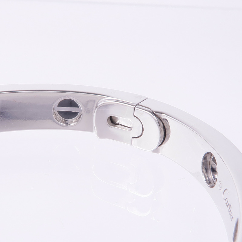 CARTIER 18K白金/陶瓷Love Bangle鑽石手鐲Cartier#17-5