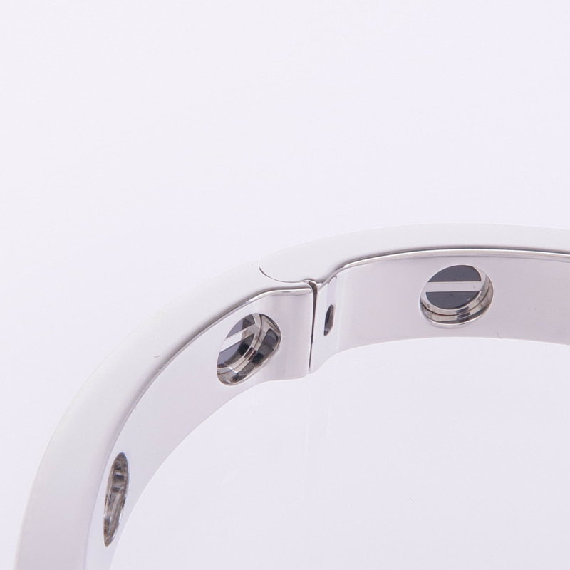 CARTIER 18K白金/陶瓷Love Bangle鑽石手鐲Cartier#17-7