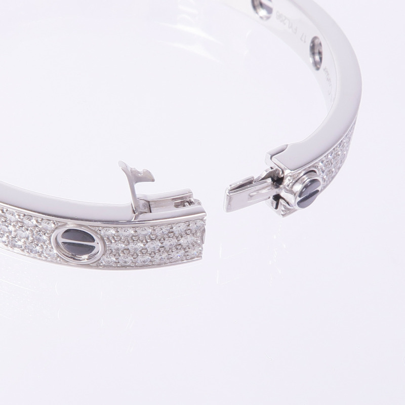 CARTIER 18K白金/陶瓷Love Bangle鑽石手鐲Cartier#17-8