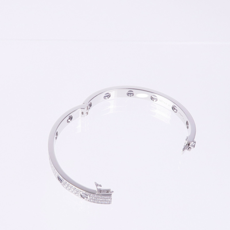 CARTIER 18K白金/陶瓷Love Bangle鑽石手鐲Cartier#17-9