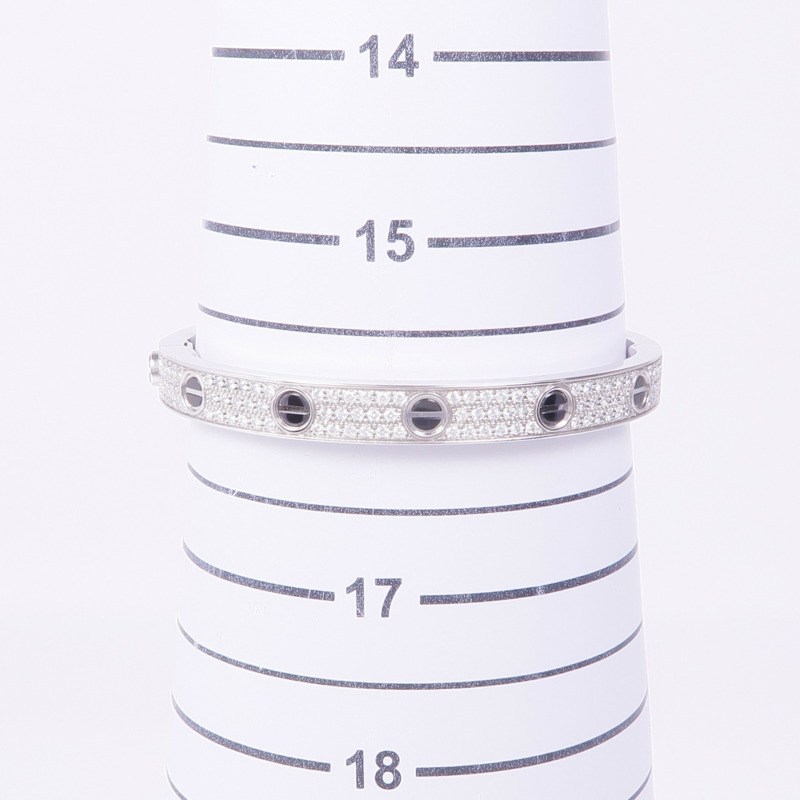 CARTIER 18K白金/陶瓷Love Bangle鑽石手鐲Cartier#17-11