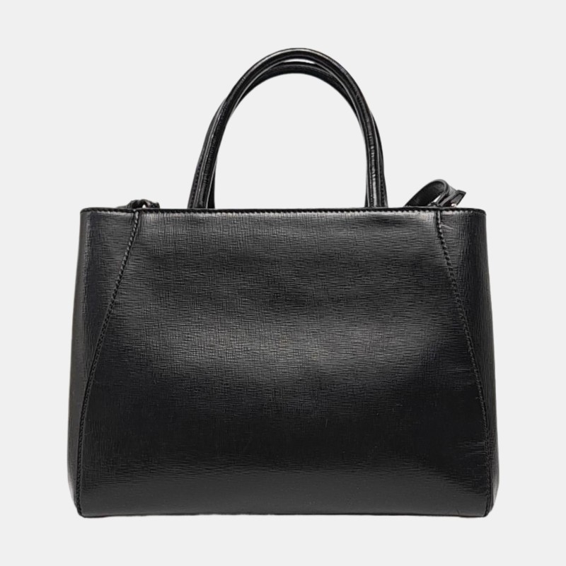 FENDI 2 Jours 小號 黑色牛皮單肩包斜挎包手提包 銀色五金 可拆卸肩帶-4