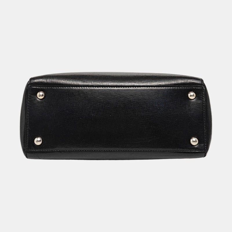 FENDI 2 Jours 小號 黑色牛皮單肩包斜挎包手提包 銀色五金 可拆卸肩帶-5