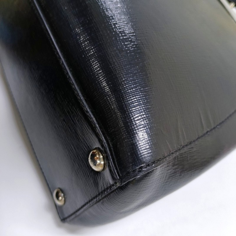 FENDI 2 Jours 小號 黑色牛皮單肩包斜挎包手提包 銀色五金 可拆卸肩帶-10