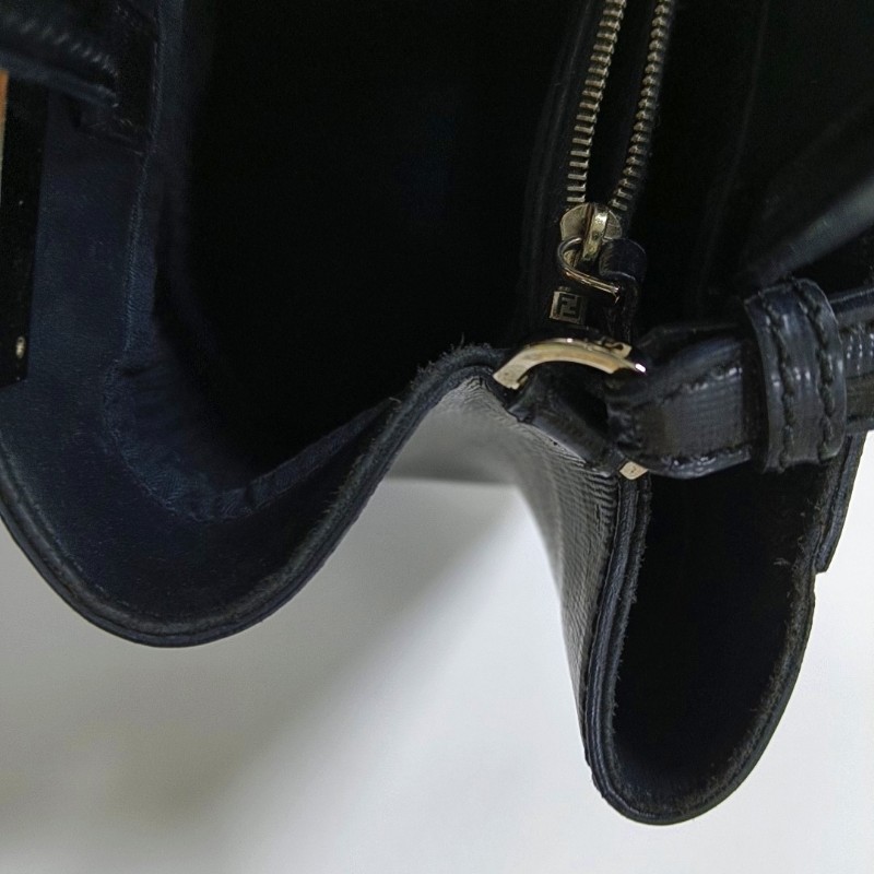 FENDI 2 Jours 小號 黑色牛皮單肩包斜挎包手提包 銀色五金 可拆卸肩帶-14