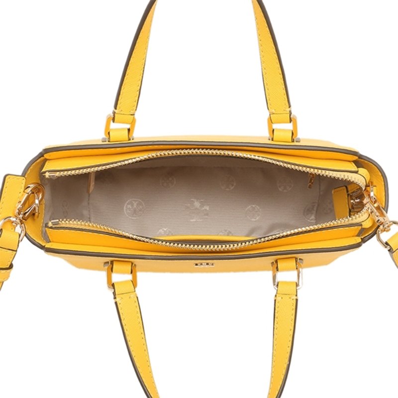 【TORY BURCH】雙T-LOGO素面皮革兩用包-桔黃色-3