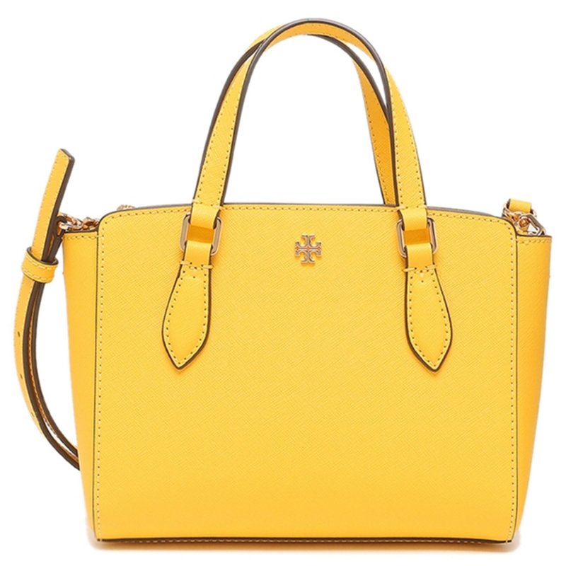 【TORY BURCH】雙T-LOGO素面皮革兩用包-桔黃色-4