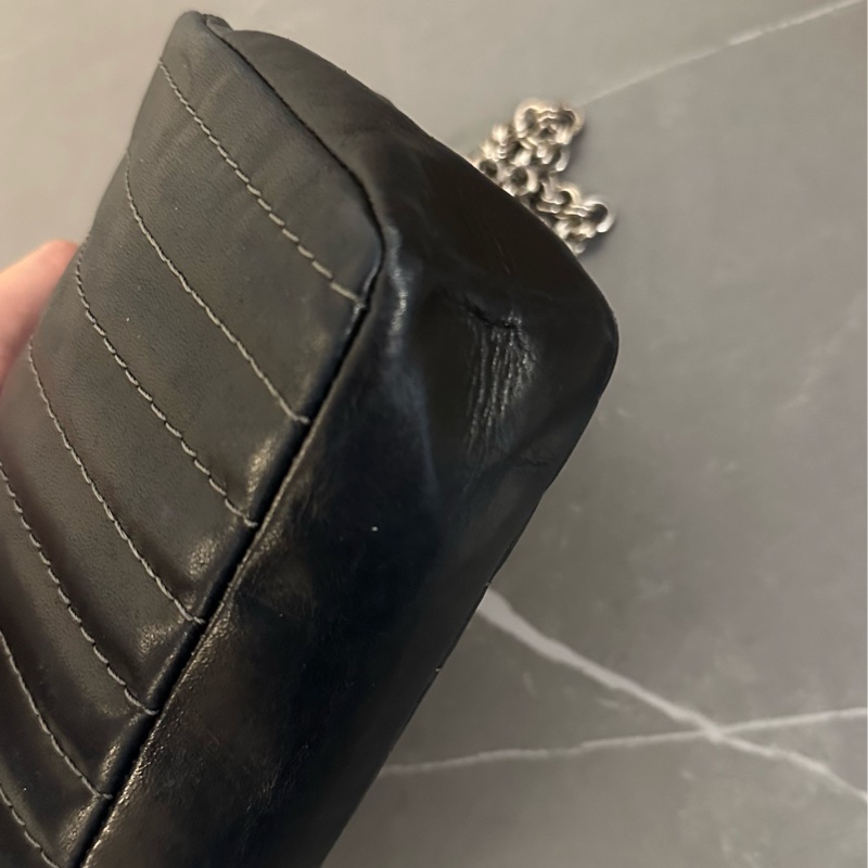 (MYMLuxurybag)🔥經典 25cm Chanel 🔥黒銀 皮袋 肩背袋-15