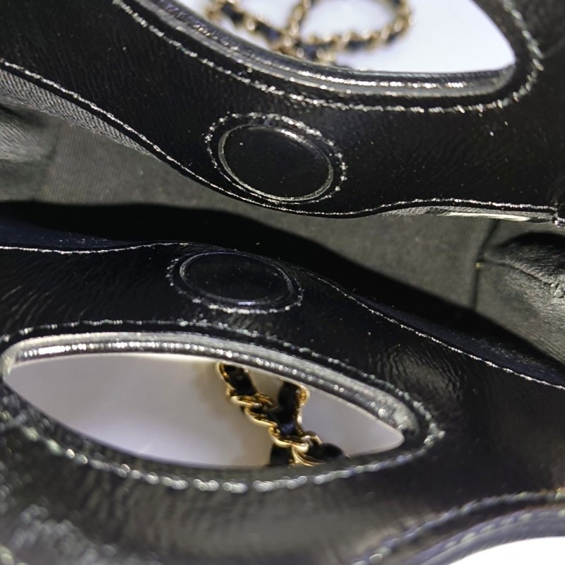 CHANEL CHANEL 31超迷你 黑色羊皮菱格紋絎縫天貓精靈斜挎包手提包單肩包 金色五金-6