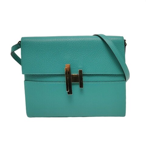 HERMES Cinhetic 絲絨綠Chevre Mysore山羊皮
斜挎包單肩包 金色五金 D刻 可拆卸肩帶