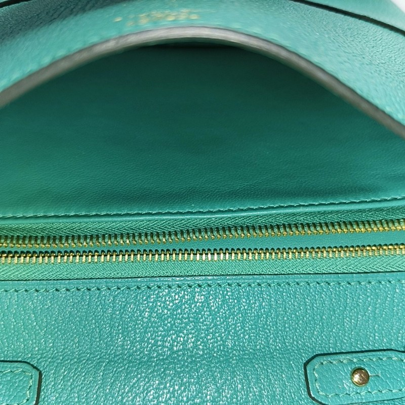 HERMES Cinhetic 絲絨綠Chevre Mysore山羊皮
斜挎包單肩包 金色五金 D刻 可拆卸肩帶-6