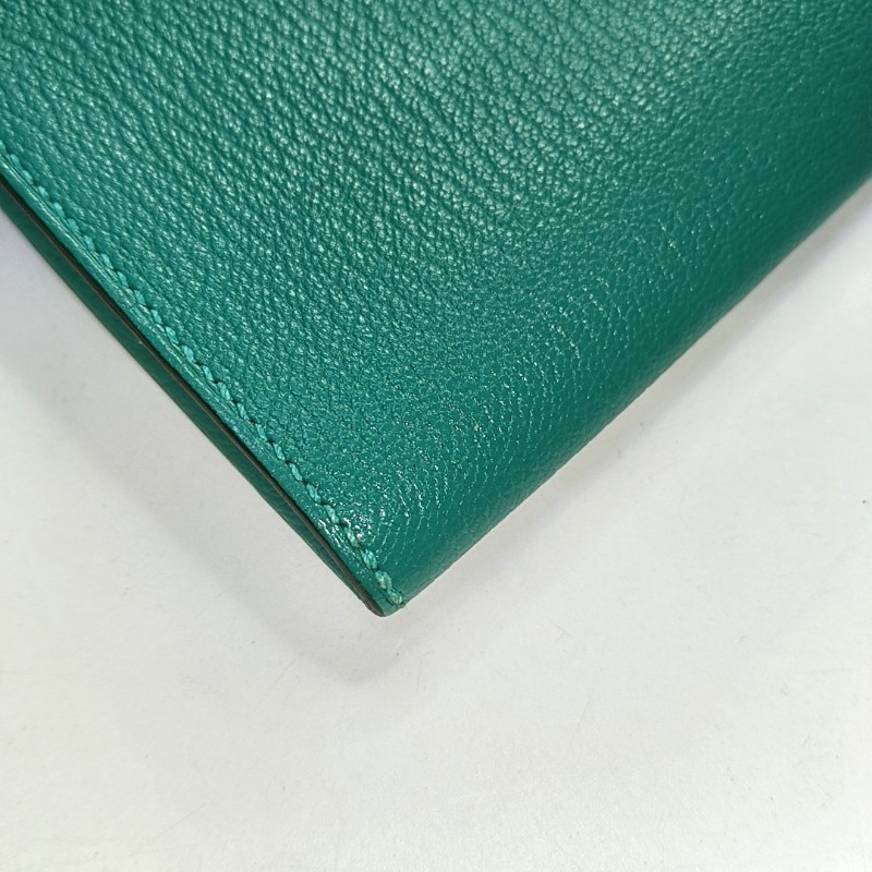 HERMES Cinhetic 絲絨綠Chevre Mysore山羊皮
斜挎包單肩包 金色五金 D刻 可拆卸肩帶-10