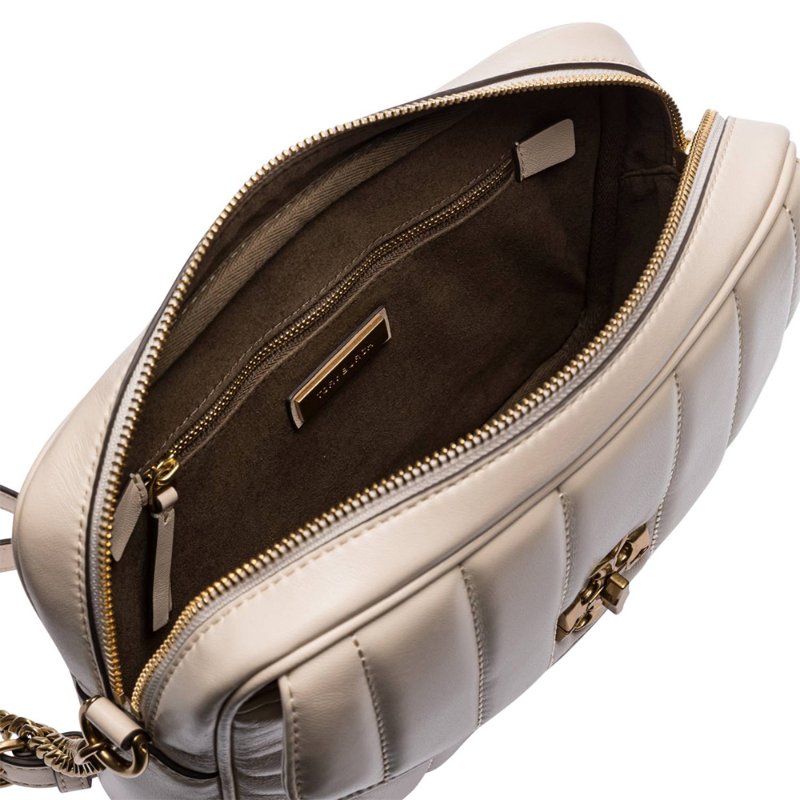 【TORY BURCH】銜縫皮革相機包-香草白-3