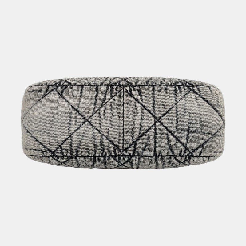 CHANEL CHANEL 19 黑色牛仔布菱格紋絎縫單肩包 金色銀色釘色五金-5