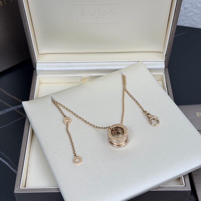 BVLGARI B.ZERO1系列吊墜項鍊 18K玫瑰金 鑲鑽 彈簧項鍊 附件如圖 無卡-3