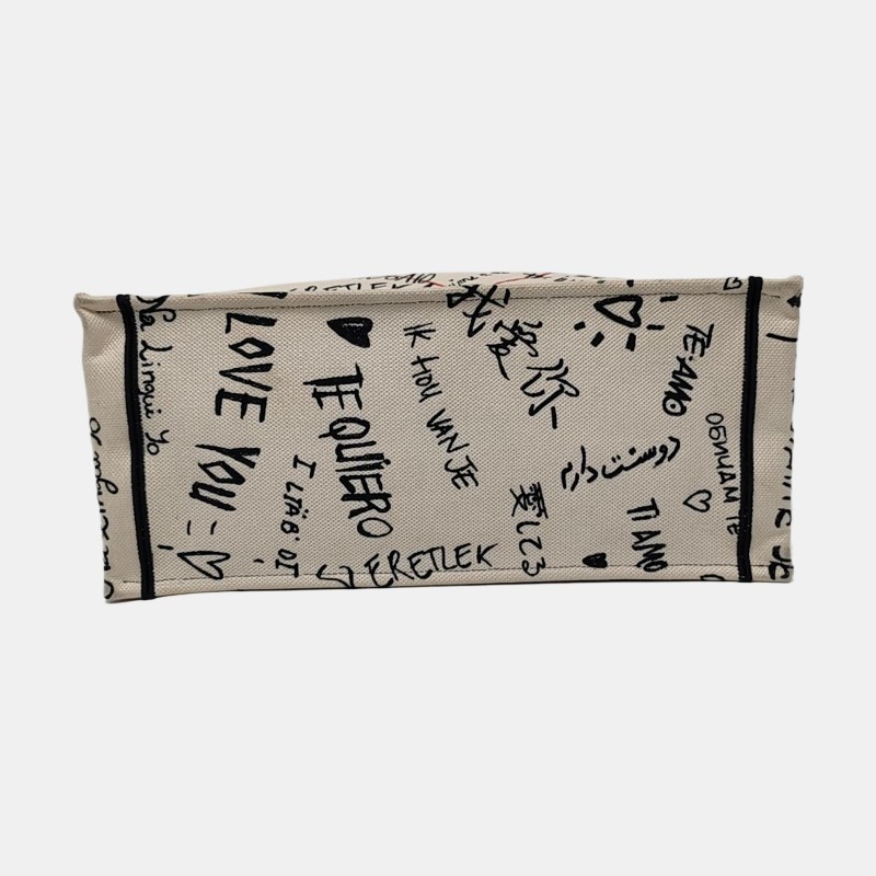 DIOR Book Tote大號 白色帆布刺繡手提包-5